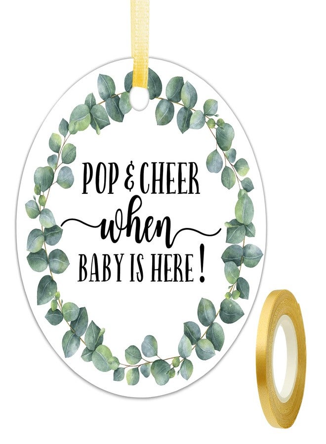 EKSPLODI None Brand Baby Shower Mini Champagne Bottle Tags, 50 Count with Greenery Design & Golden Ribbon - Image 1